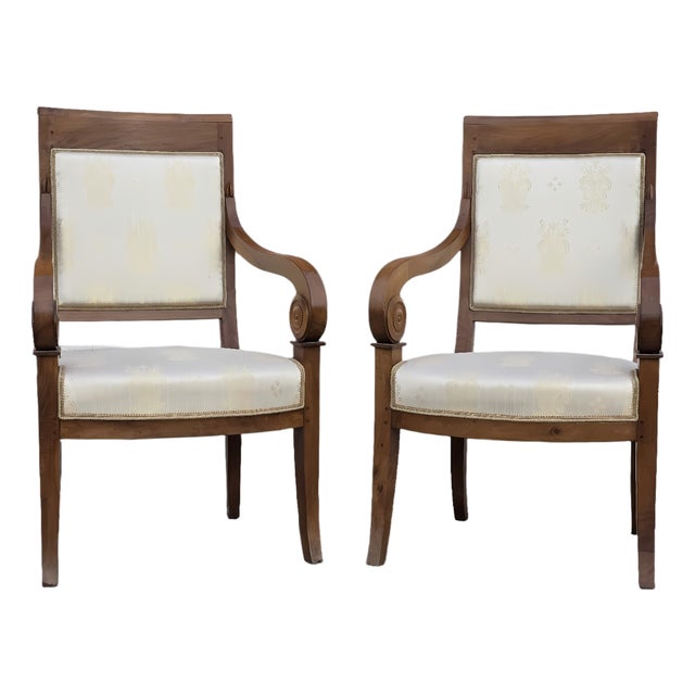 Antique Walnut Armchairs, 1820, Set of 2 For Sale