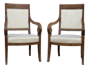 Antique Walnut Armchairs, 1820, Set of 2