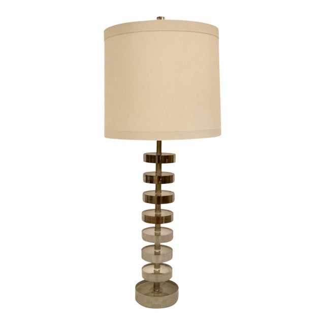 Contemporary Smoked Acrylic Disks Arteriors Foley Table Lamp For Sale