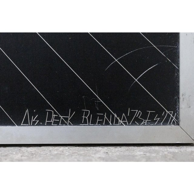 Peck Blenda, Geometric Composition, Work on Aluminum Panel, 1970s For Sale - Image 3 of 5