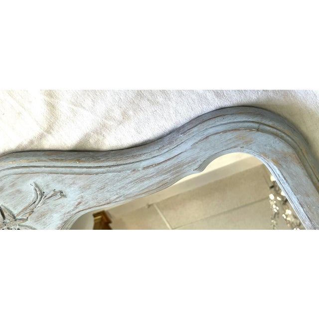 Vintage French Country Wood Mirror With Distressed Finish For Sale In West Palm - Image 6 of 13