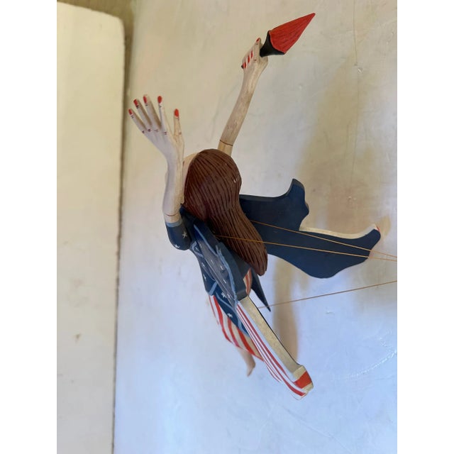 Blue Folk Art Painted Lady Liberty Political Figure For Sale - Image 8 of 8