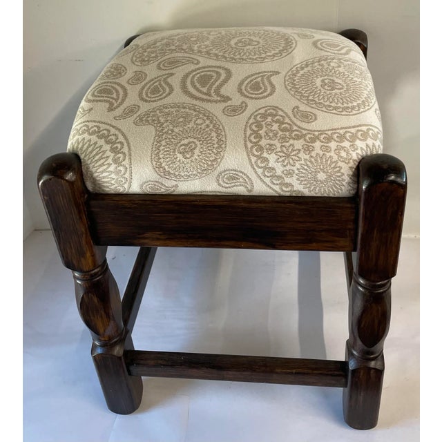 Vintage English Wood Frame Stool | Chairish