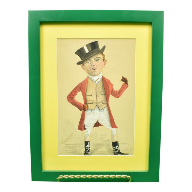 "Dapper Huntsman" C1894 Watercolour by Reginald ? For Sale