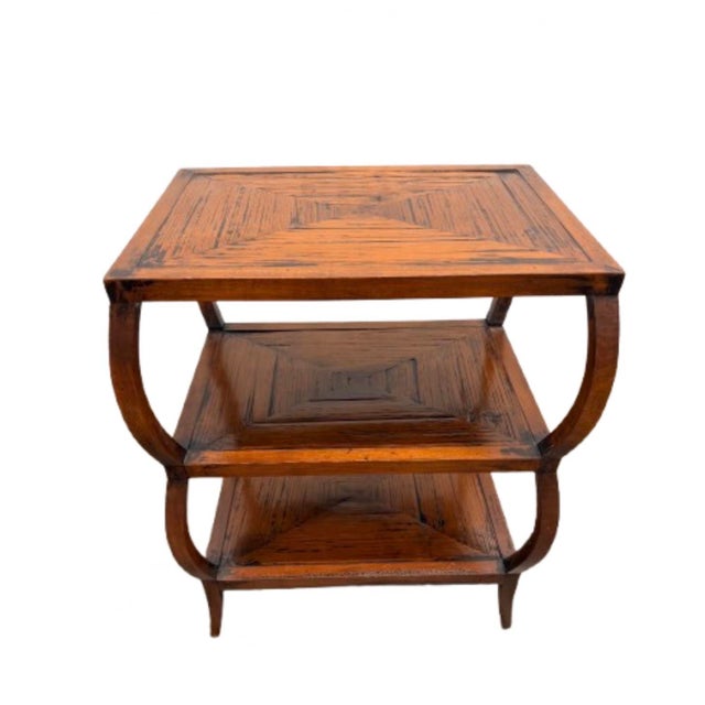 Henredon Late 20th Century Henredon Acquisition Three Tier Side Table Solid Mahogany and Crushed Bamboo For Sale - Image 4 of 11