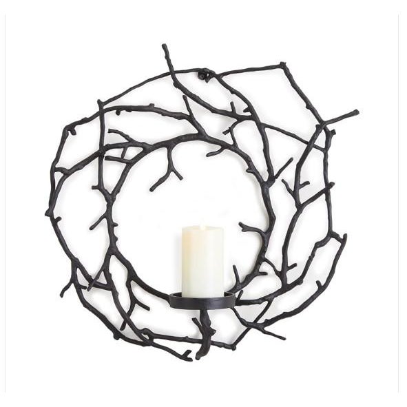 Not Yet Made - Made To Order Branch Black Metal Circular Wall Candleholder For Sale - Image 5 of 5
