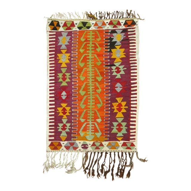 Dazzling Mini Size Turkish Kilim, Mid-20th Century For Sale