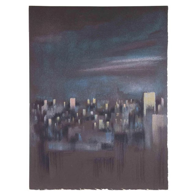 Bernadette Kelly, The Buildings in the Night, Mixed Media, 1980s For Sale