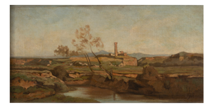 Gustave Saltzmann, Campagna Romana (Roman Countryside), Oil on Canvas