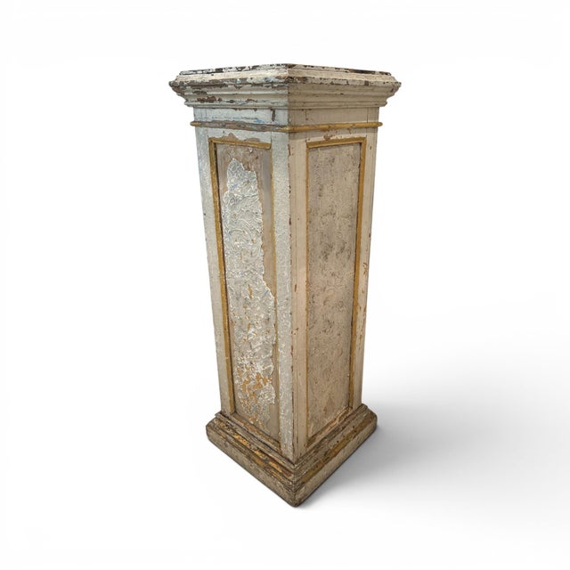 19th Century French Painted Wood Pedestal For Sale - Image 4 of 8