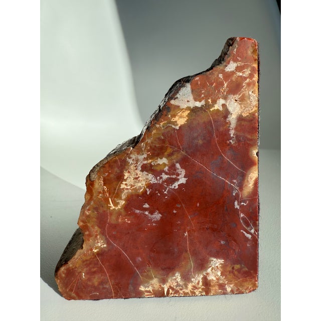 Maroon Vintage MCM Pair of Petrified Wood Bookends Arizona Rainbow For Sale - Image 8 of 14