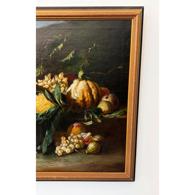 Wood Still Life With Fruits - Signed Oil on Canvas, 19th Century For Sale - Image 7 of 8