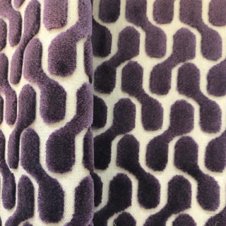 Arnitex - 219-5322 - Velours Geometrique - Violet / Purple / Eggplant - Embossed Velvet Fabric - 3.5 Yards For Sale