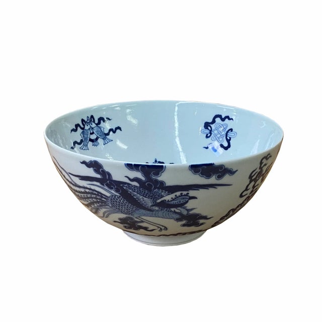 This is a handmade blue & white porcelain traditional Chinese bowl. Each piece is handmade with a result of fine thin...