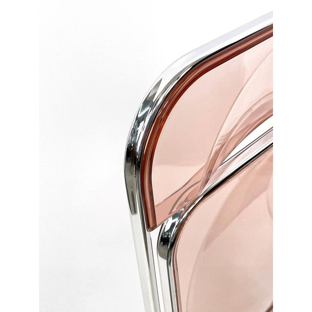 Acrylic Glass Pink and Chrome Plia Chairs by Piretti for Castelli, Italy, 1970s, Set of 12 For Sale - Image 12 of 18