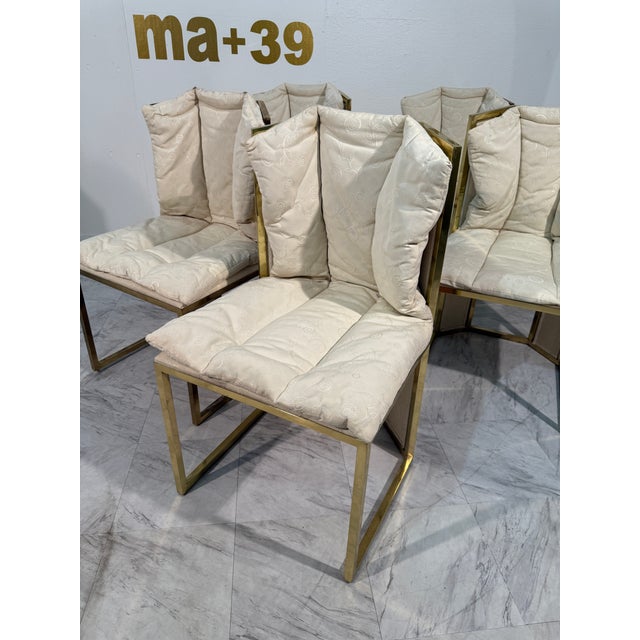 Set of Six Marzio Cecchi Brass and Rattan Dining Chairs, Italy, 1970s For Sale - Image 9 of 12