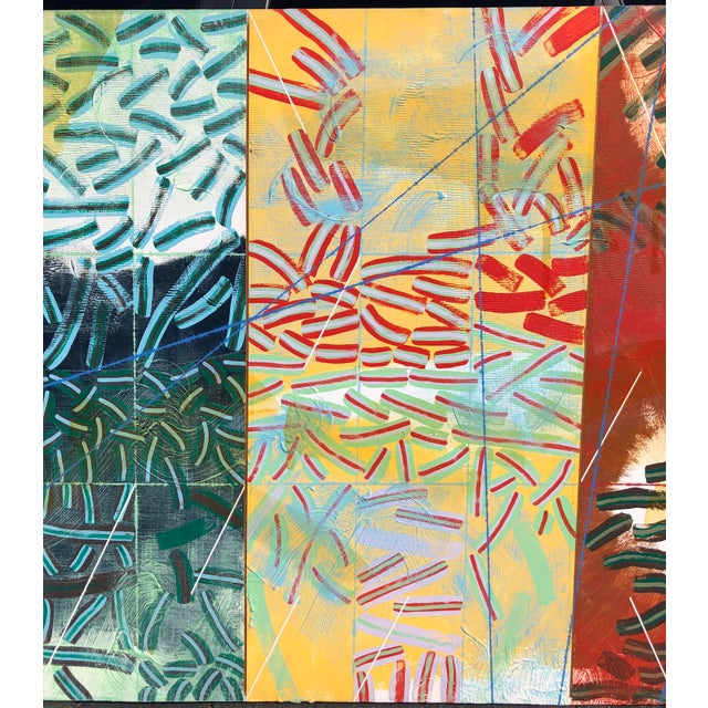 Wood Monumental 1982 Abstract Painting “Old Man Dreaming of Immortality” by Wongi Sul – 8 Ft Wide For Sale - Image 7 of 7