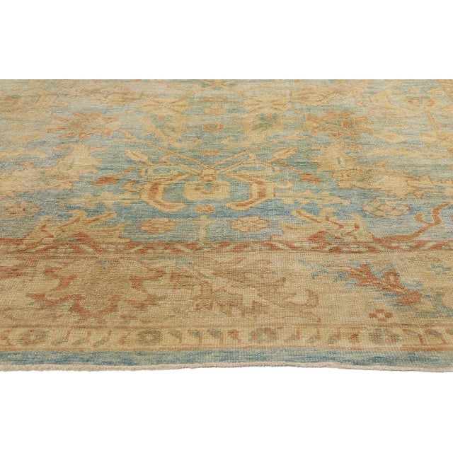 Vintage Azure Turkish Oushak Rug - 09'02 X 12'11 For Sale - Image 4 of 9