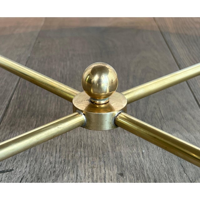 1970s Brass coffee table with travertine top in the style of Maison Ramsay For Sale - Image 9 of 12