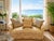 Elegant traditional sofa by Sherrill Furniture, upholstered in a cream and soft gold damask floral fabric. It has large...