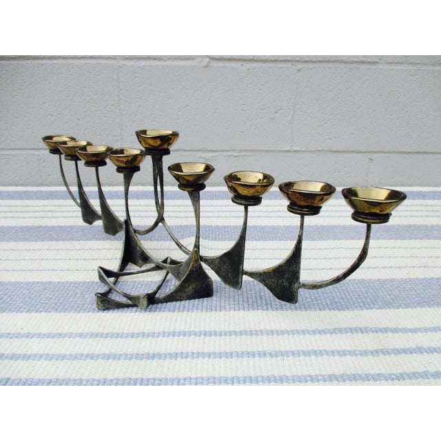 Modernist Menorah Oil Lamp Candle Holder Made in Israel Bought in Jerusalem Chairish