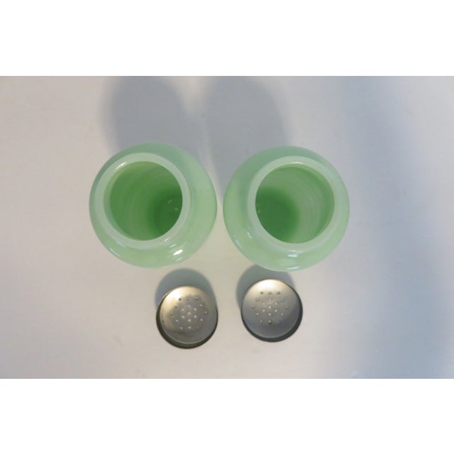 Glass Jadeite Jeannette Ribbed Beehive Salt & Pepper Shakers Vintage / 2 For Sale - Image 7 of 9