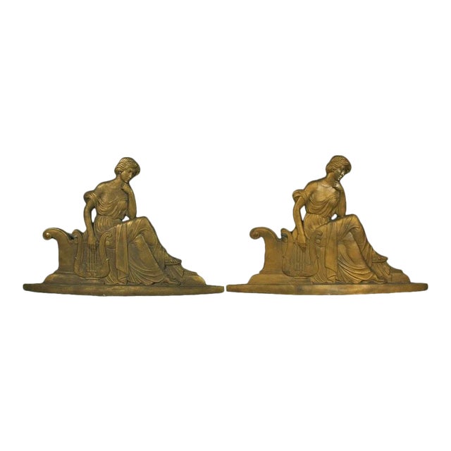 1920s Art Nouveau Brass-Painted Architectural Ornaments - a Pair For Sale