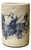 Chinese Distressed White Porcelain Blue Warrior Horse Graphic Holder Vase For Sale