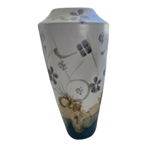 Studio Art Pottery Vase Teal and Plum