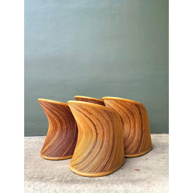 Vintage Pencil Reed Sunburst Dining Chairs For Sale - Image 10 of 15
