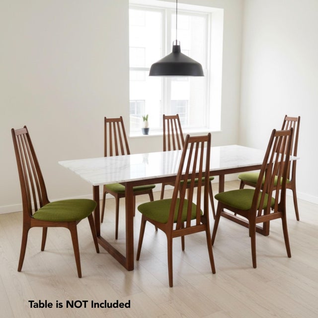 Mid-Century Modern Henry P. Glass High Back Dining Chairs With Original Green Fabric For Sale - Image 3 of 15