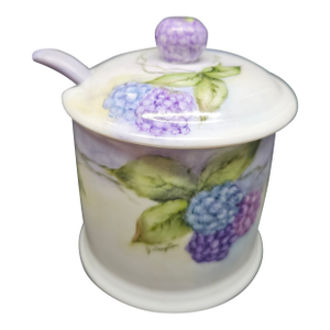 Vintage Brandani Zuccheriera Flora, a Porcelain Sugar Bowl With Lid and Spoon
