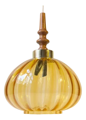Swedish Sunburst Pendant Lamp in Blown Optical Honey Glass, 1970s