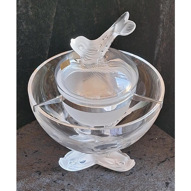 Caviar Dish Igor in Partially Frosted Crystal Glass by Lalique, 1990s For Sale - Image 6 of 14