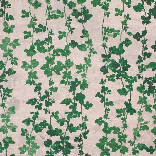 Green Brambles Natural Linen Fabric For Sale