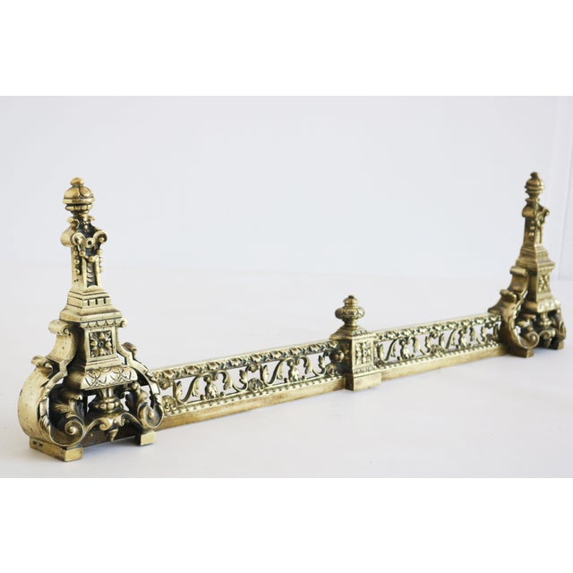 Antique French Louis XVI Style Adjustable Bronze Fireplace Fender, 1880 For Sale - Image 10 of 10