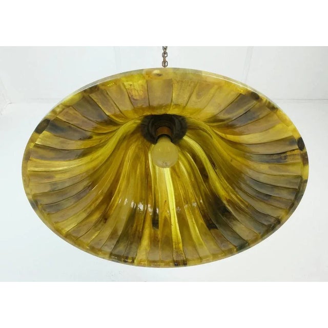 Vintage Pendant Lamp in Amber Color, Acrylic and Brass, 1970s For Sale - Image 4 of 11