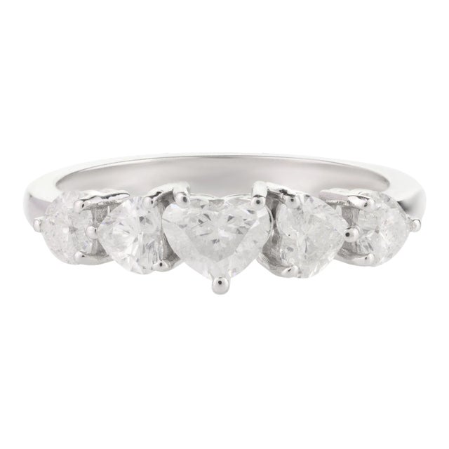 Five Heart Cut Diamond Band Ring Size 7 (All Sizes Available) For Sale