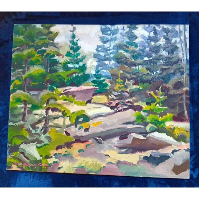 Walking Through Deep Dark Woods Over Granite Rocks Original Oil Painting by David Beynon Pena For Sale In New York - Image 6 of 6