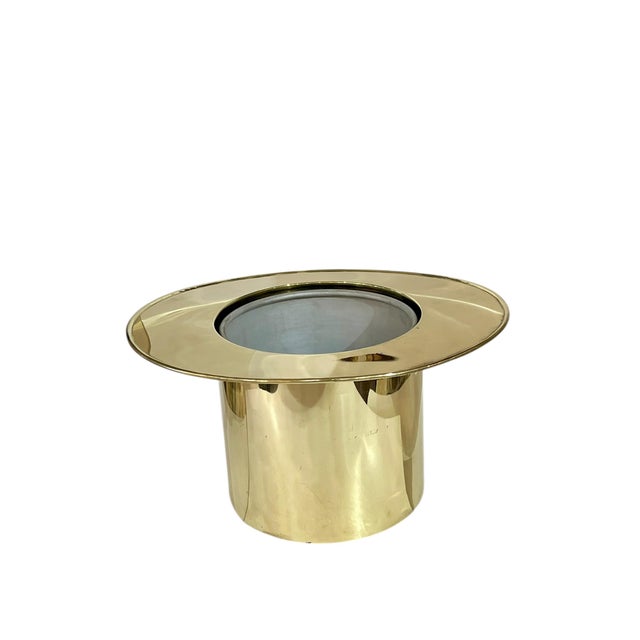 Art Deco Vintage French Brass Art Deco Style Brass Finish Top Hat Ice Champagne Bucket Cooler For Sale - Image 3 of 18