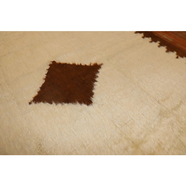 Islamic Early 21st Century Ivory Brown Mohair Rug - 4'8" x 6'9" For Sale - Image 3 of 18