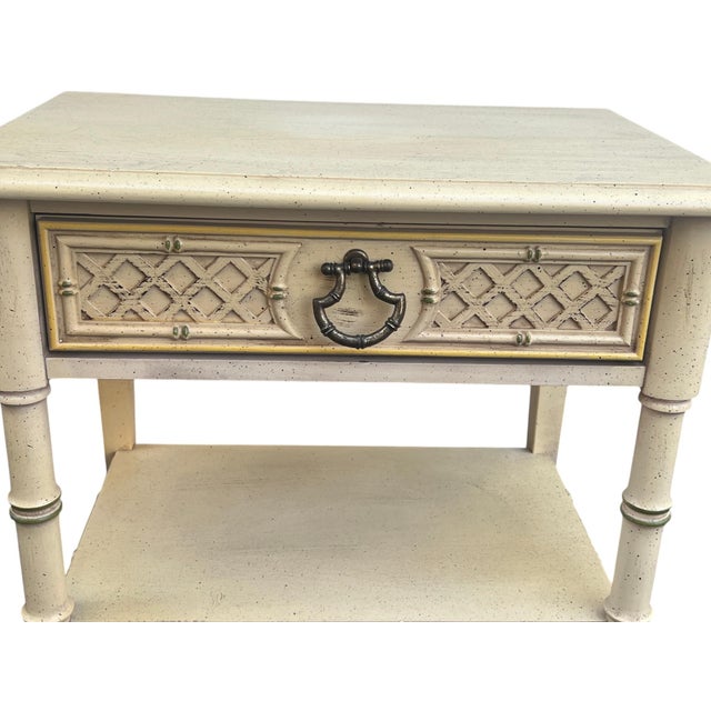 Yellow Late 20th Century Faux Bamboo Chinoiserie End Table / Night Stand For Sale - Image 8 of 17