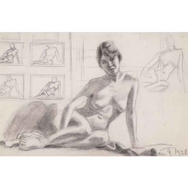 Realism Graphite Female Nude Figure Study Drawing by Anne Neumark 1928 For Sale - Image 3 of 6