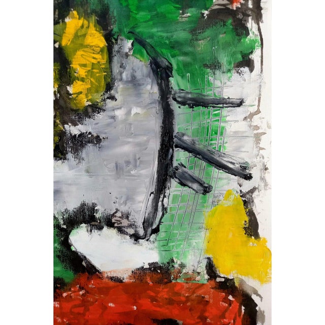 Paper 19.6" by 25.5" Abstract Figurative Original Oil Painting Inspired by Karel Appel, Unframed For Sale - Image 7 of 10