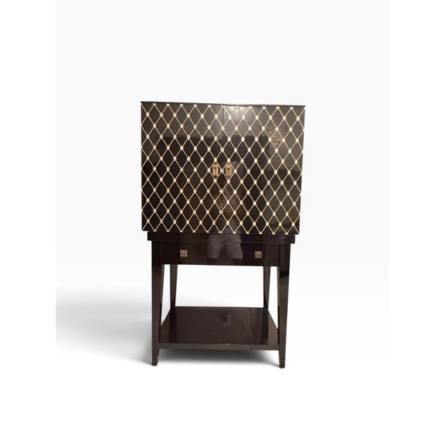 Black Century Furniture Prink Illuminated Art Deco Revival Bar Cabinet For Sale - Image 8 of 16
