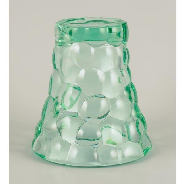 Glass Art Deco Vase in Green Art Glass by Pierre Gire, 1940s For Sale - Image 7 of 9