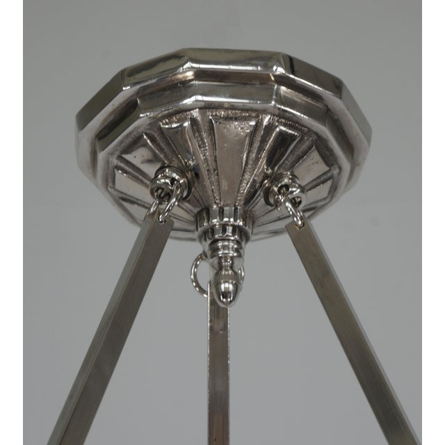 Silver French Art Deco Pendant Light by Degue 1930 France - 2 Available For Sale - Image 8 of 11