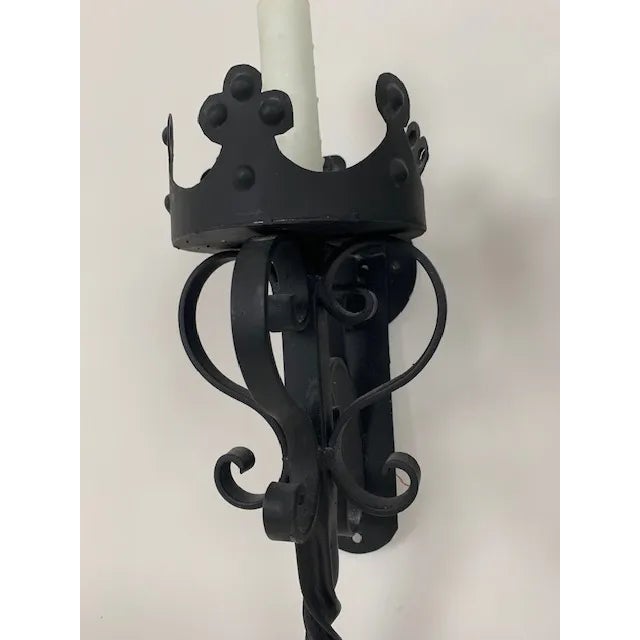 Black 1990s Italian Style Iron Wall Sconces - a Pair For Sale - Image 8 of 10