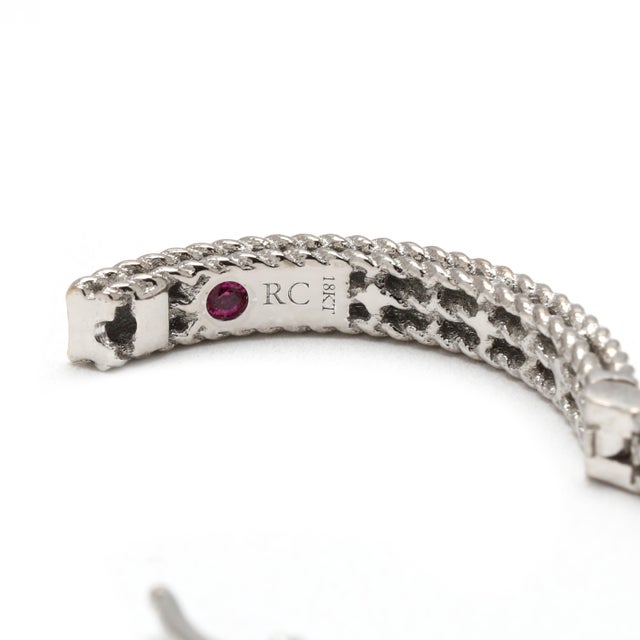 Modern Roberto Coin .50ctw Diamond Hoop Earrings, 18k White Gold, A Pair For Sale - Image 3 of 5