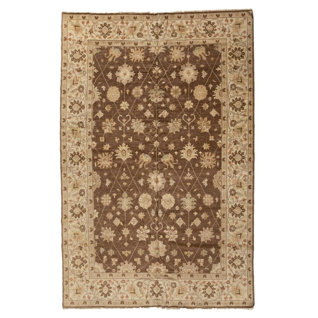 Late 20th Century Late 20th Century Handmade Brown Persian Rug Sultanabad Design For Sale - Image 5 of 5
